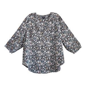 TORRID 2 Women 18 20 Harper Shirt Blouse 1/4 Buttons, Floral Jersey Cottage 50"